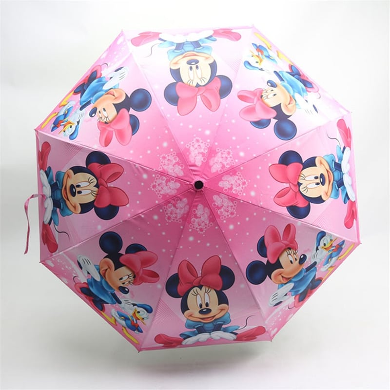 Mickey and Minnie Mouse children's pink umbrella on white background